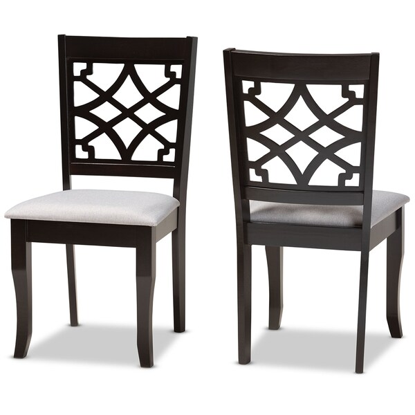 Baxton Studio Mael Modern and Contemporary Grey Fabric and Dark Brown Finished Wood 2-Piece Dining Chair Set 174-10534-Zoro - main